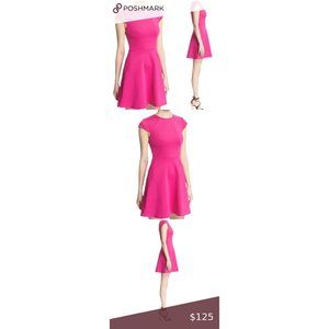 Jennifer Lopez Womens Skater Dress Crew Neck Back Zip Sleeveless Pink Size 6